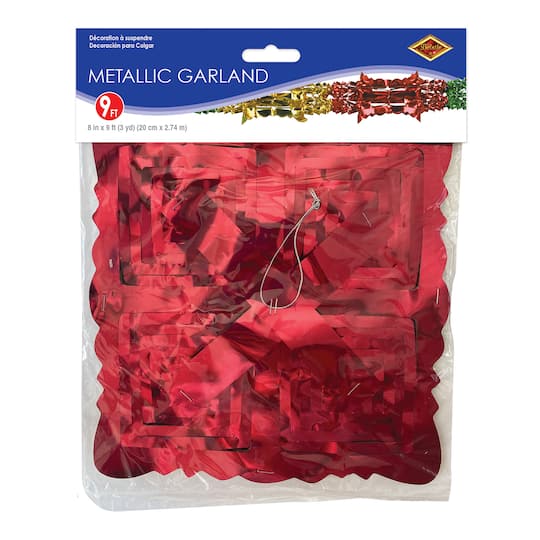 Beistle 9ft. Red, Green & Gold Metallic Garlands, 2ct.